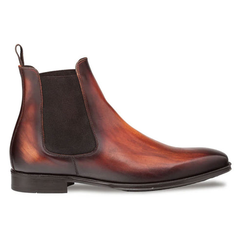 Cervantes Cognac Rust Hand-Stained Chelsea Boots By Mezlan Made In Spain Brand