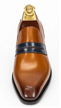 Carrucci Mens Penny Loafer in Contrast Strap