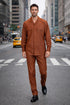 Mens Luxury Copper Wool Two-Piece Leisure Walking Suit