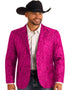 Mens Western Blazer - Paisley Pattern Cowboy Tuxedo Jacket in Color Pink