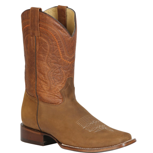 Tan square toe cowboy boot