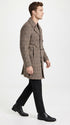 Men’s Black and White Plaid Wool Peacoat, Formal Winter Dress Coat for Business and Casual Wear