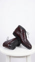 Los Altos Men’s Black Cherry Caiman Belly Boots, Lug Sole Exotic Lace-Up Ankle Boots