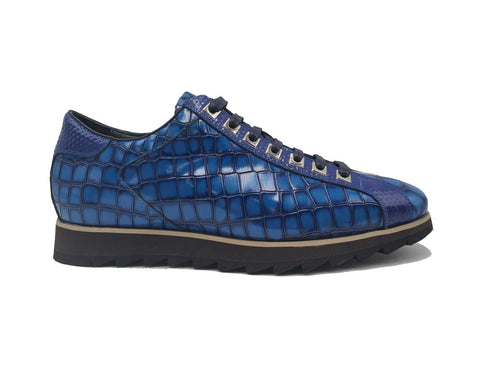 Crocodile-Embossed Leather Sneaker