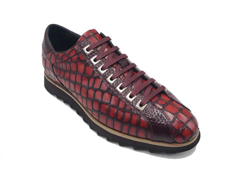 Crocodile-Embossed Leather Sneaker