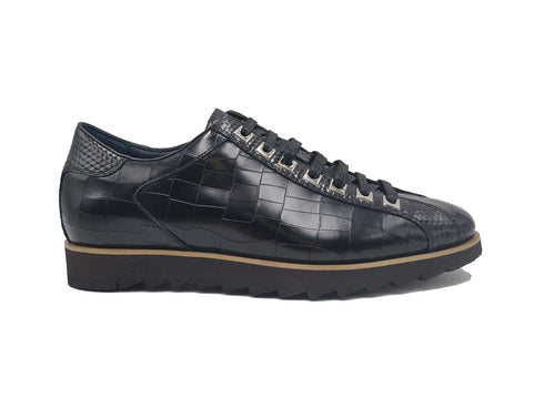 Crocodile-Embossed Leather Sneaker