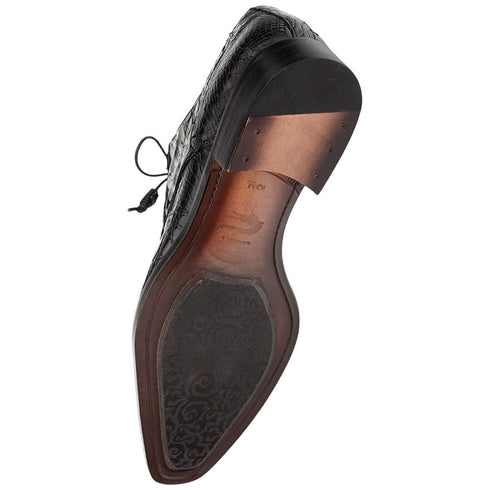 Men's Cratos Genuine Crocodile Black Derby Shoes  By Mezlan Made In Spain Brand