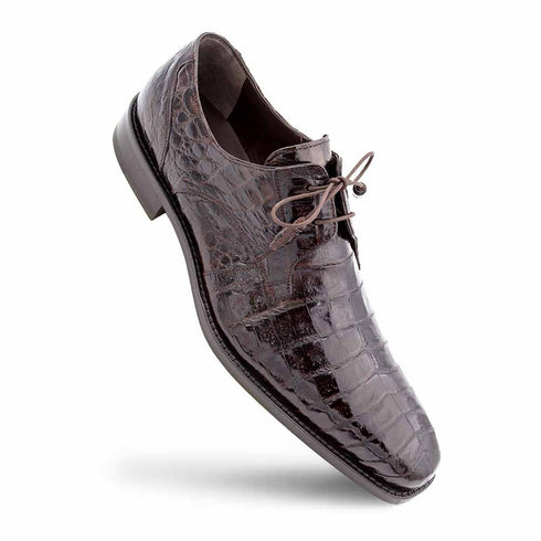 Genuine Crocodile Brown Anderson Lace-Up By Mezlan Made In Spain Brand