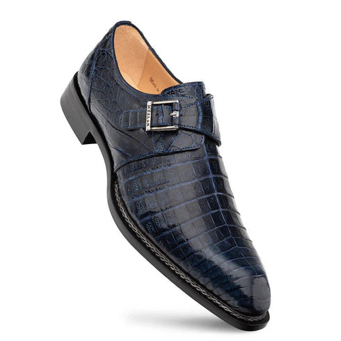 Gigolo Crocodile Monk Strap Blue By Mezlan Made In Spain Brand