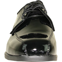 Bravo Mens Formal Wedding and Prom Double Runner Shiny Patent Dress Shoe in Black