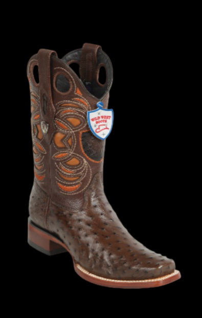 Wild West Botas de Avestruz Horma Rodeo Brown
