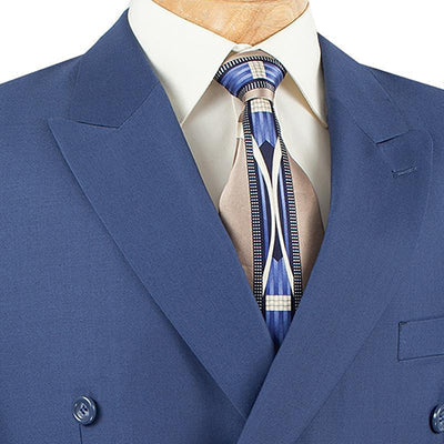 (36R, 40S, 58L) Regular Fit Double Breasted 2 Piece Blue Suit