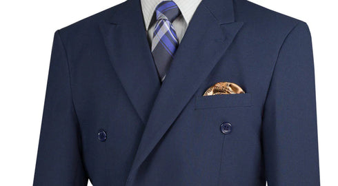 (36S, 38R) Double Breasted 2 Piece Suit Regular Fit in Navy
