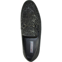 Bravo Mens Modern Glitter Sequin Prom Tuxedo Loafer in Black - Men's Dress Shoes