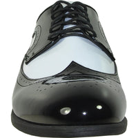 Bravo Mens 1920's Gangster Wingtip Dress Shoe in Black and White