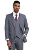 Men's Stacy Adams Vested Sharkskin Weave Pattern Suit in Grey