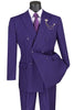 Rockefeller Collection - Double Breasted Stripe Suit Purple Regular Fit 2 Piece With Flexible Elastic Waistband