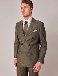 Mens Linen Suit For Beach Wedding - Summer  Suit in Dark Green Tailored Fit