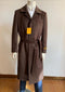 Full Length Belted Style Mens Raglan Overcoat - Wool Fabric Belted Dark Brown Coat