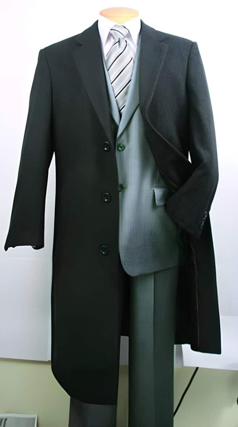 Dark Charcoal Masculine color Fully Lined Wool fabric Blend Top Coat