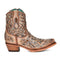 Corral Tan Ankle Booties with Dark Embroidery and Mirrored Overlay