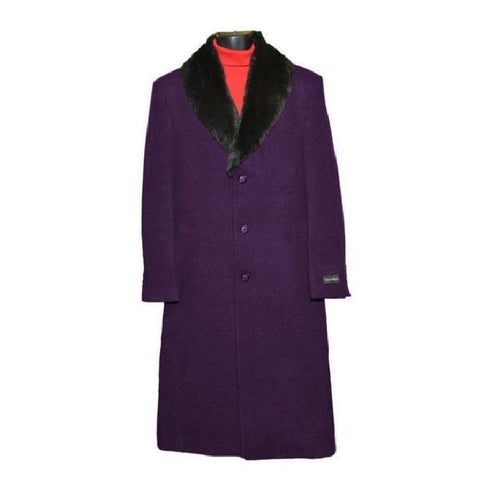 Dark Purple Big and Tall Full Length Overcoat Topcoat Dark Purple Overcoat 56 Regular