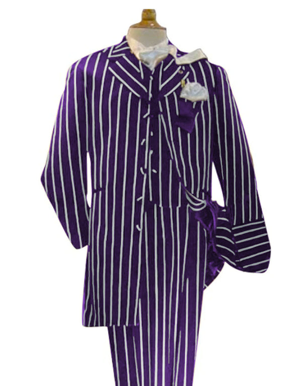 Dark Purple and White Pinstripe - Gangster 1920s Pinstripe Suit - Mens  Fashion Suit