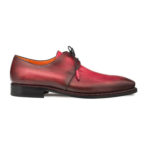 Principe Burgundy/Rust Patina Leather Men’s Derby Shoes By Mezlan Made In Spain Brand