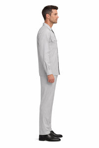 Mens Luxury Grey Wool Two-Piece Leisure Walking Suit