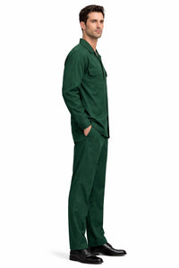 Mens Luxury Hunter Green Wool Two-Piece Leisure Walking Suit