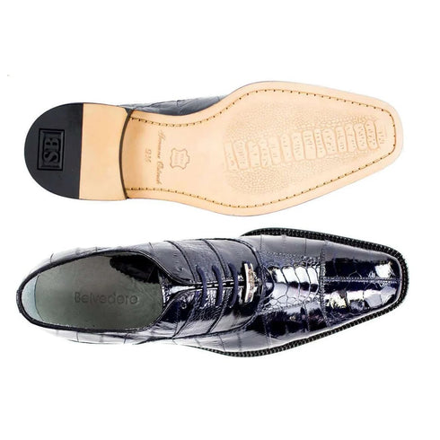 Belvedere  Men's Mare Navy Genuine Ostrich & Eel Oxfords