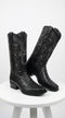 Men’s Black Caiman Crocodile and Deer Leather European Toe Boots, LAB-76F0105 Western Dress Boots