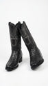 Men’s Black Caiman Crocodile and Deer Leather European Toe Boots, LAB-76F0105 Western Dress Boots