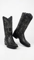 Men’s Black Caiman Crocodile and Deer Leather European Toe Boots, LAB-76F0105 Western Dress Boots