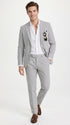 Men’s Navy Seersucker 2 Piece Summer Suit, Modern Fit Lightweight Wedding Dress Suit