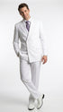 Men’s White Classic Double Breasted Poplin Suit, Formal Two Piece Wedding Dress Suit