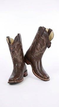 Men’s Brown Armadillo Ranchera Toe Cowboy Boots with TPU Sole, Western Dress Boots
