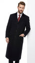 Men’s Black Chesterfield Overcoat, Full Length Wool and Cashmere Dress Coat