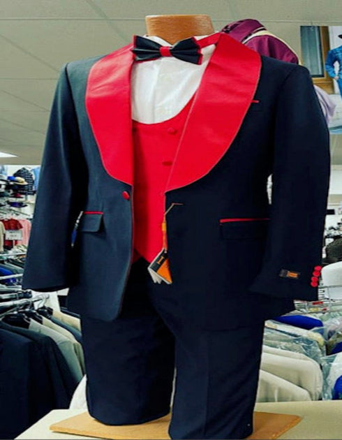 Mens Black Dinner Jacket - Two Toned Color Blazer - Black and Red Sport Coat