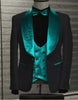 Mens Black Dinner Jacket - Two Toned Color Blazer - Black and Teal Blue Sport Coat