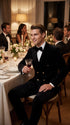Men’s Rossi Man Zeus Black Velvet Double Breasted Tuxedo Suit, Formal Wedding Prom Dinner Suit Set