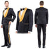 New Double-Breasted Skinny Fit Tuxedo By Tazio, Paisley Black & Gold