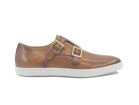 Double Monk Strap Leather Sneaker Carrucci