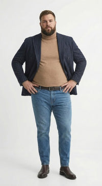 Men’s Double Breasted Navy Blue Pinstripe Blazer – Stripe Sport Coat Jacket