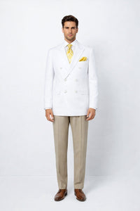 Men’s White Double Breasted Blazer | Classic Fit Formal Sport Coat