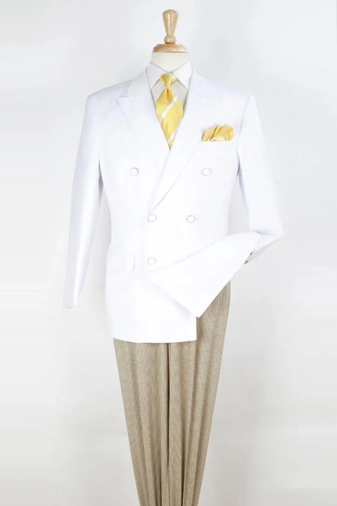 Men’s White Double Breasted Blazer | Classic Fit Formal Sport Coat
