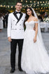 Double Breasted Slim Fit Tuxedo White with Black Satin Peak Lapel