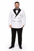 Double Breasted Slim Fit Tuxedo White with Black Satin Peak Lapel