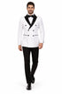 Double Breasted Slim Fit Tuxedo White with Black Satin Peak Lapel
