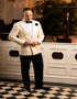 Men’s Ivory Double-Breasted Tuxedo Dinner Jacket – Cream Off-White Wedding, Prom and Black-Tie Blazer